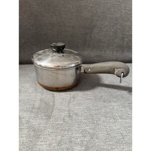 Revere‎ Ware 1 Quart 4 Cups 1801 Copper Bottom Stainless Sauce Pan Pot W/ Lid
